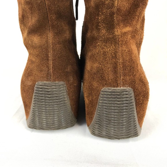 Elle Boots Brown Suede Hidden Wedge 36 - Picture 7 of 9